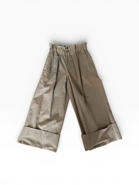 Brunello Cucinelli cuffed wide leg pants size 10, olive